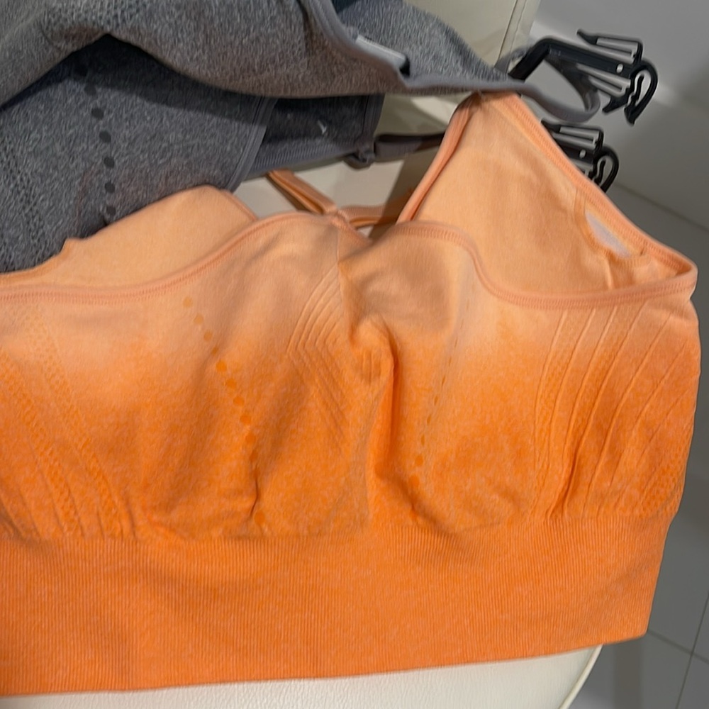 Pro-Fit Peach & Gray Set of 2'Athletic Sports Bras with Adjustable Straps - Picture 6 of 6
